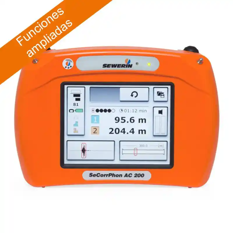 El SeCorrPhon AC 200 es un detector de fugas multifunción que ofrece tres funciones en una, prelocalización, localización y correlación. La inteligente combinación de estos métodos en un solo sistema le ofrece la seguridad de que localizará el punto exacto de fuga, independientemente de las condiciones ambientales.